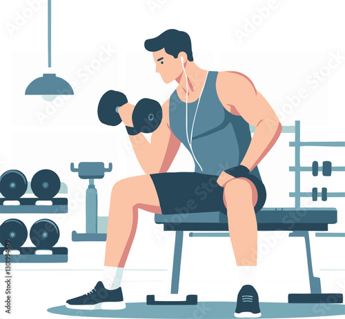man working out with dumbbells