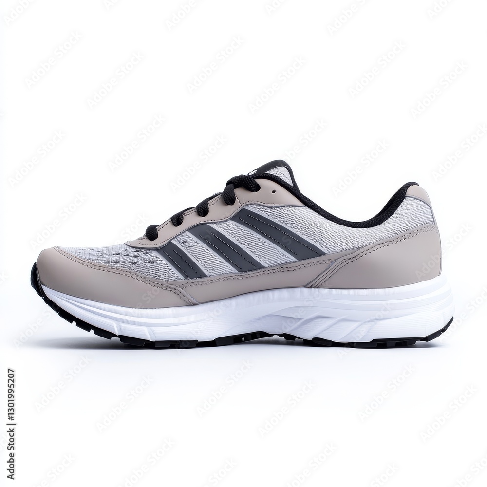Running shoes, side view, studio shot, neutral background Running shoes, side view, studio shot, neutral background