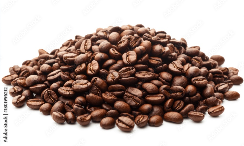 Heap of roasted coffee beans isolated on white. Heap of roasted coffee beans isolated on white.