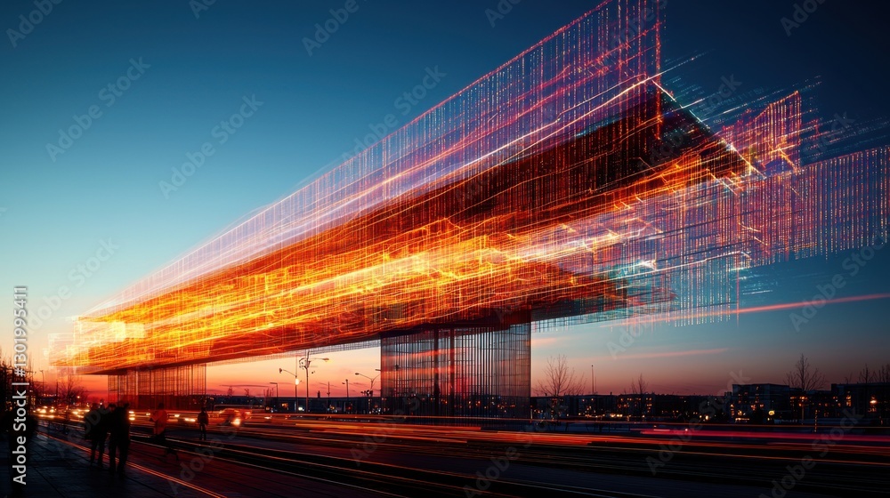 Fototapeta premium Long Exposure Abstract High Resolution Artwork of Night Cityscape