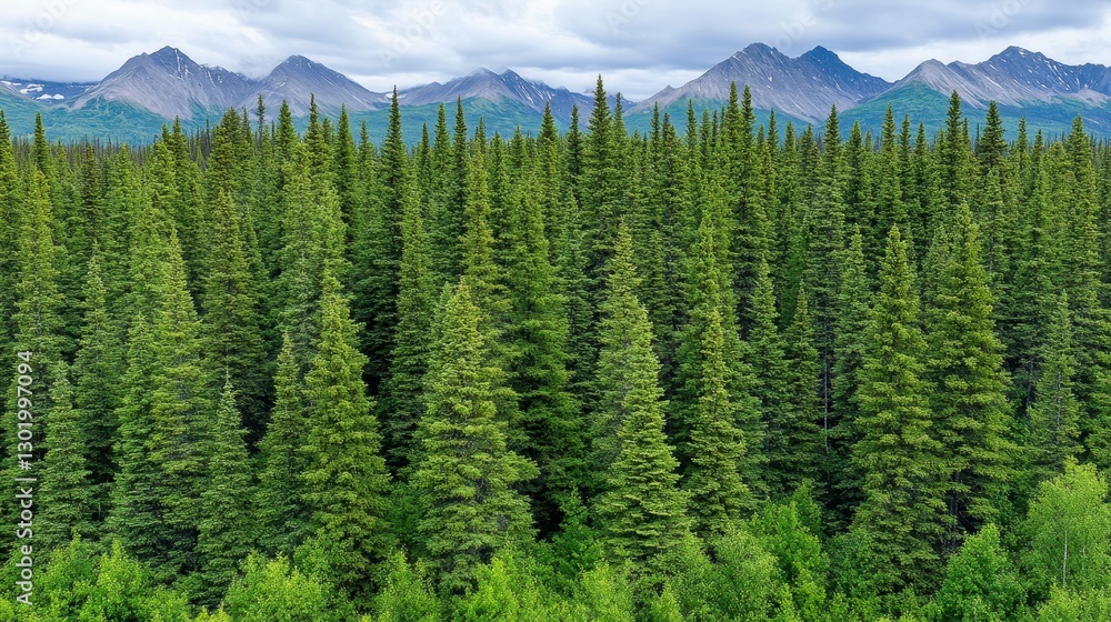 Dense Evergreen Forest With Distant Mountains Dense Evergreen Forest With Distant Mountains