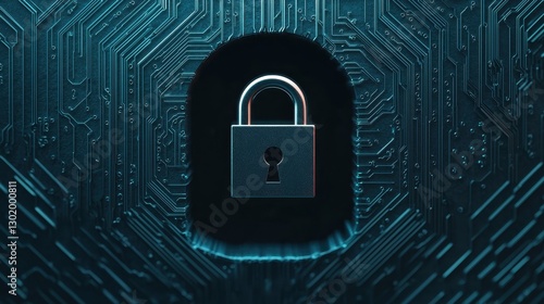 Wallpaper Mural Digital Lock Symbol on Circuit Board Background Representing Cybersecurity and Data Protection Concepts Torontodigital.ca