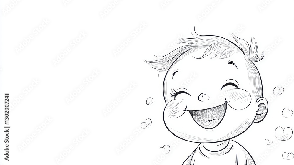 Joyful Baby Laughing in Playful Doodle Style Joyful Baby Laughing in Playful Doodle Style