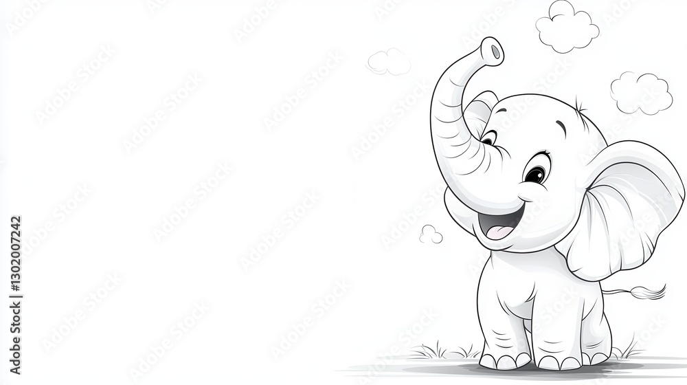 Happy Cartoon Elephant with Playful Expression Happy Cartoon Elephant with Playful Expression
