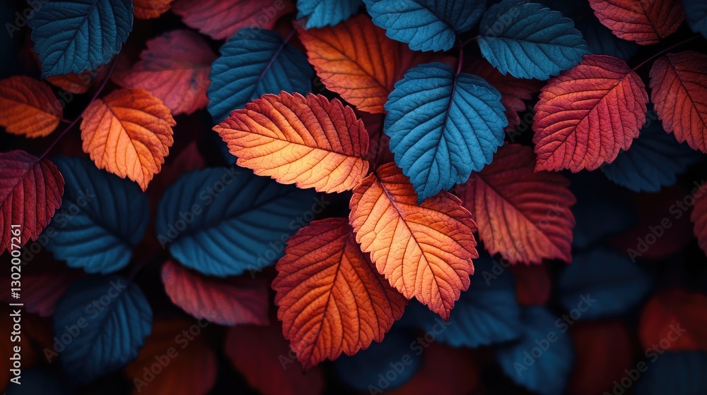Autumn leaves, vibrant colors, close-up, nature background, design Autumn leaves, vibrant colors, close-up, nature background, design