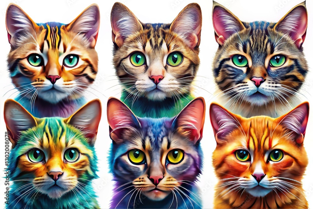 Adorable Cat Faces: A Collection of Feline Expressions Stock Photo Adorable Cat Faces: A Collection of Feline Expressions Stock Photo