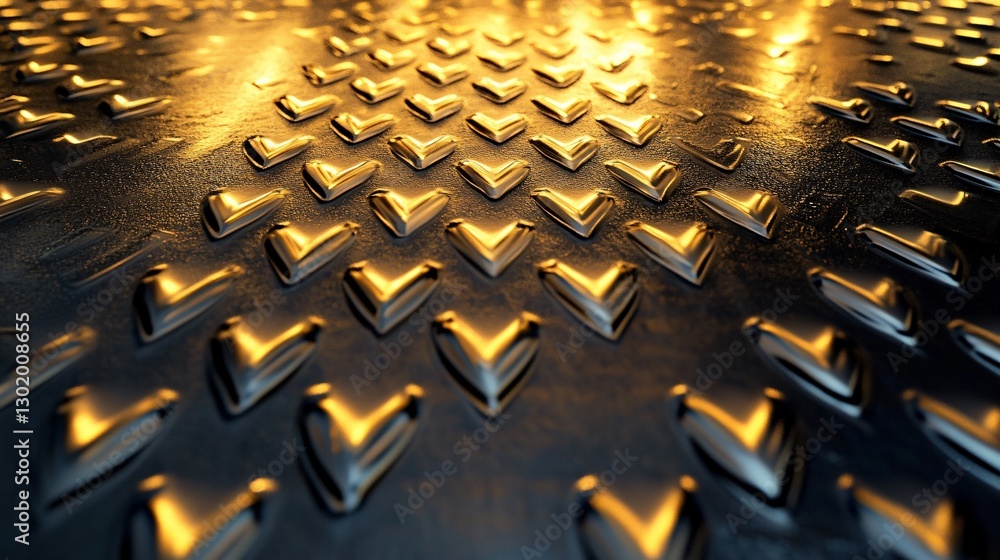 Fototapeta premium Abstract Golden Diamond Plate Texture Industrial Metal Background