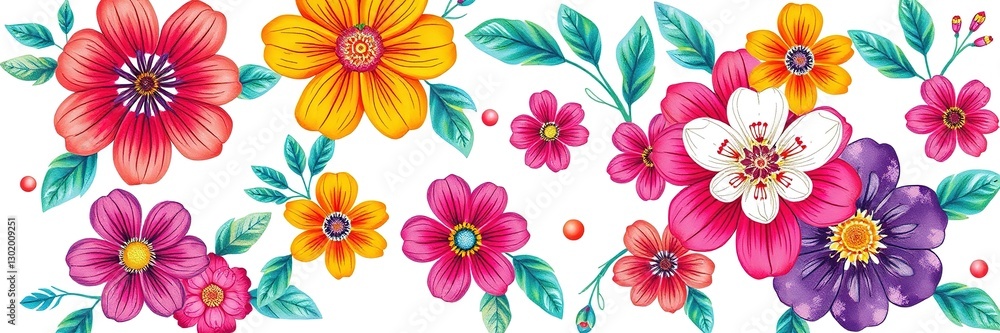 Fototapeta premium Floral Canvas for Mother's Day: Vibrant Hand-Drawn Patterns for Love and Gratitude