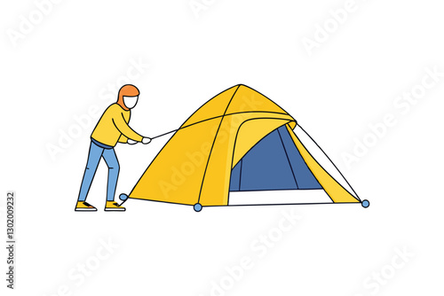 Person Setting Up a Camping Tent
