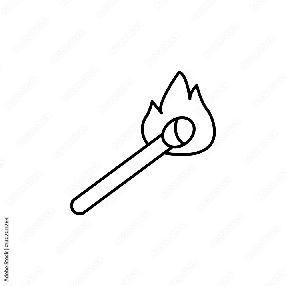 Match fire line icon Match fire line icon