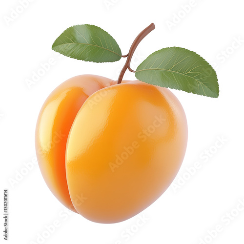 A single ripe apricot with leaves, showcasing the color and texture of the healthy fruit.
