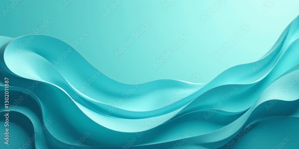 Obraz premium Abstract Teal Wave Pattern Serene Undulating Forms in a Soft, Pastel Hue
