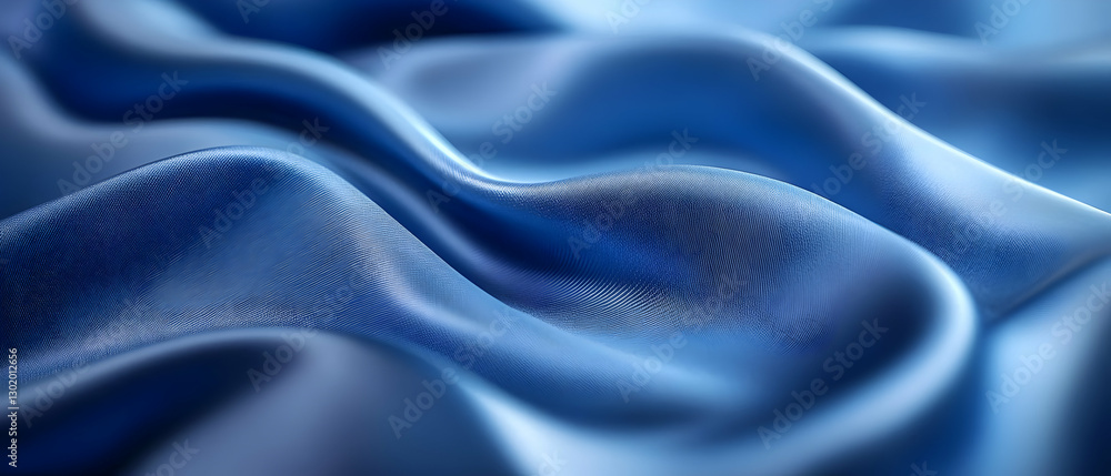 Obraz premium Blue silk fabric texture, waves, close-up