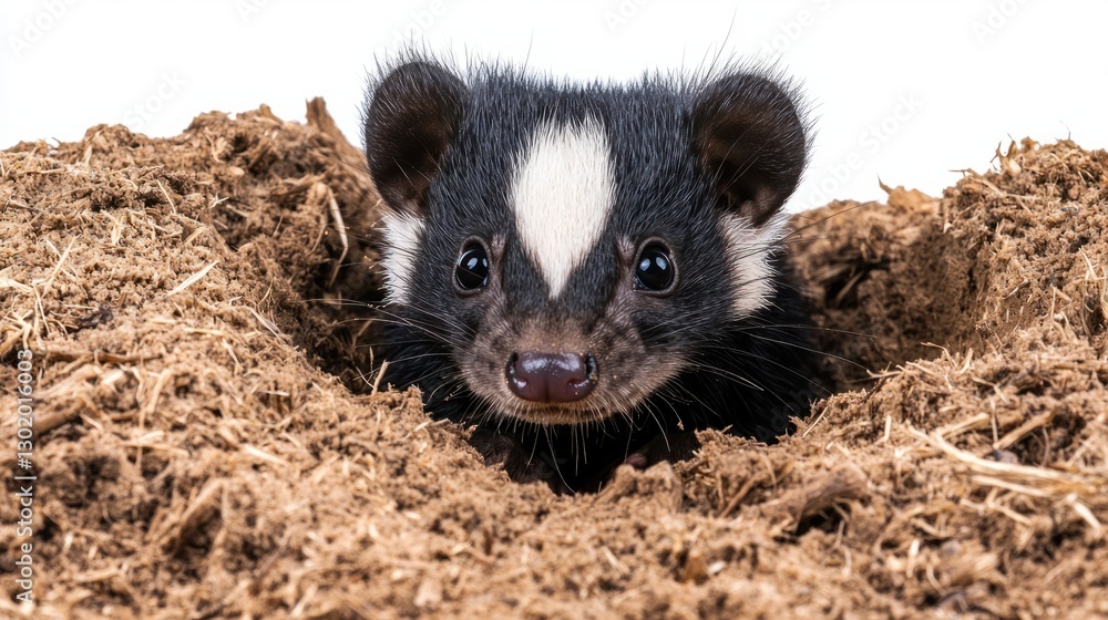 Cute Badger Peeking Out from Burrow in Natural Habitat Cute Badger Peeking Out from Burrow in Natural Habitat