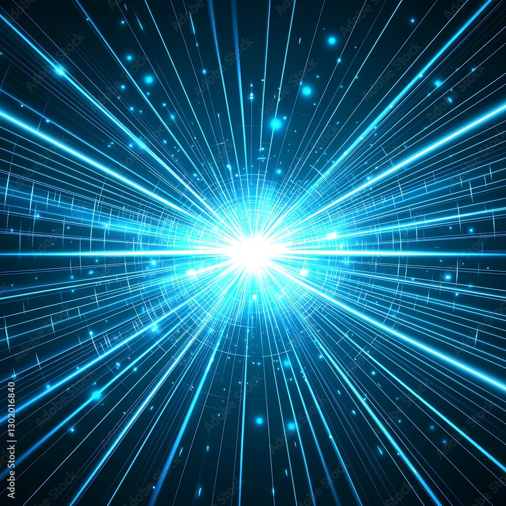 Fototapeta premium A glowing 40% in a soft, neon blue hue, set against an intricate tech-inspired grid, with flickering digital elements creating a dynamic backdrop.