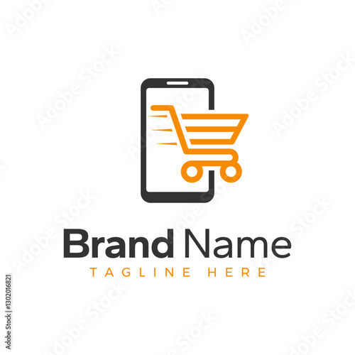 Vector Shopping Trolley and smartphone Logo