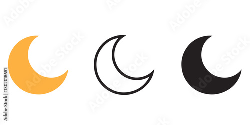 Crescent Moon Multiple Styles, Moon icon set
