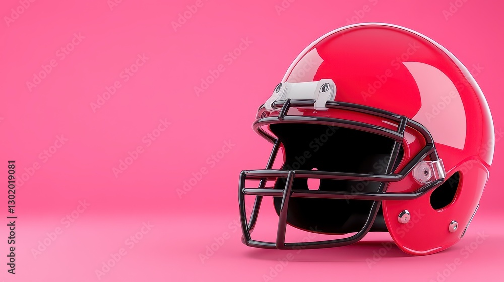 Fototapeta premium Red Football Helmet Against Pink Background