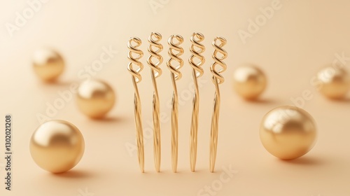Elegant Hairpins and Pearls on Soft Background