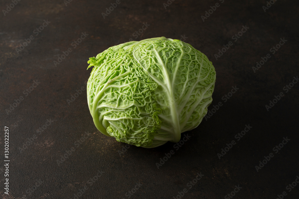Fototapeta premium A view of a savoy cabbage.