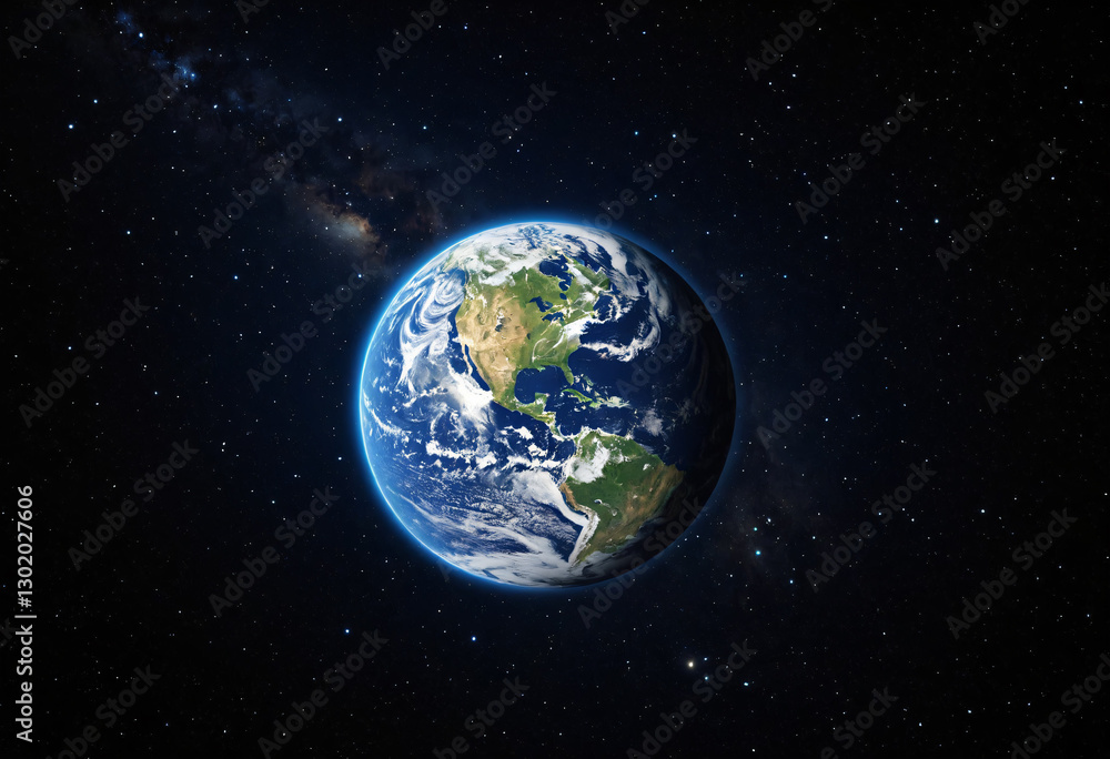 planet earth view from dark space showing america continent, global globe floating in cosmic void, universe perspective planet earth view from dark space showing america continent, global globe floating in cosmic void, universe perspective