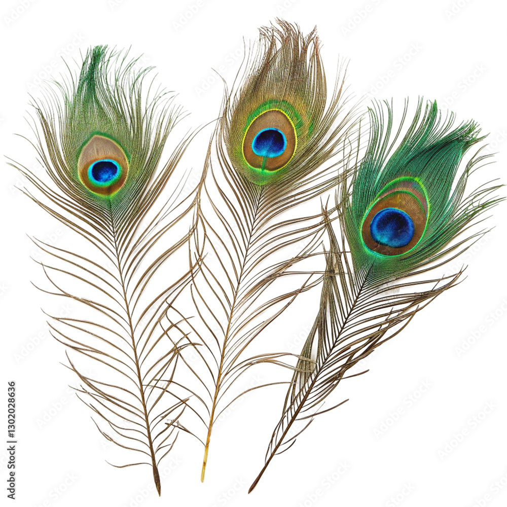 Fototapeta premium Peacock feathers tag isolated on transparent background