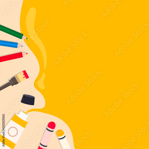 Illustration for children, students, and schools. Fun Art Time Full and Colored Illustration Design. Vector Illustration.