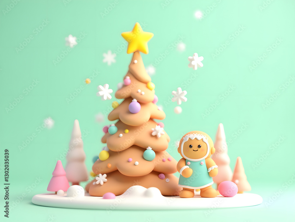 Fototapeta premium Christmas Christmas tree celebration winter holiday festival new year 3D illustration