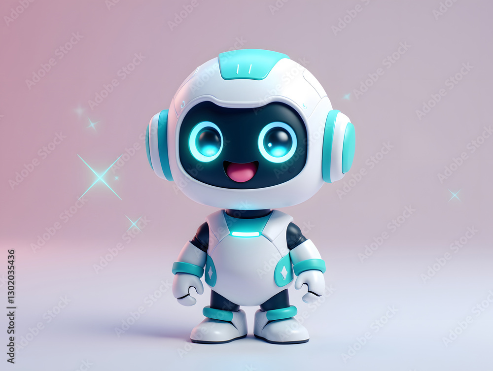 Cute little robot IP image future science and technology concept role illustration