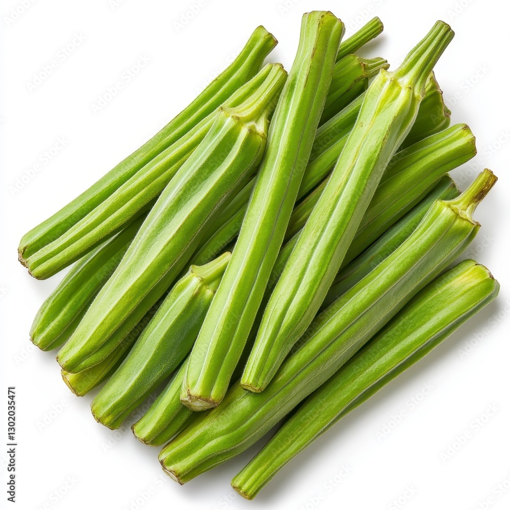 Obraz premium Fresh Green Moringa Pods on White Background