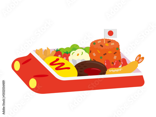 車のお皿のお子様ランチ