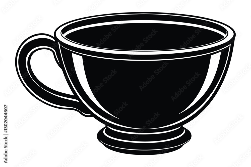 Hand drawn tea cup black silhouette vector art and illustration Hand drawn tea cup black silhouette vector art and illustration