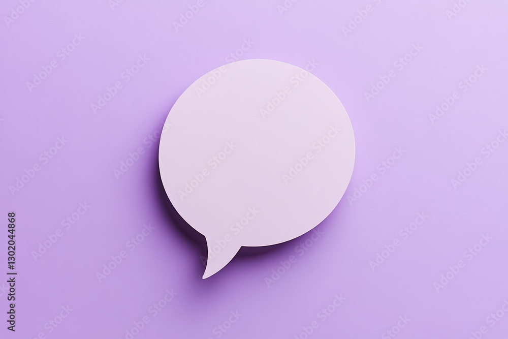 A white speech bubble floating on a light purple background A white speech bubble floating on a light purple background