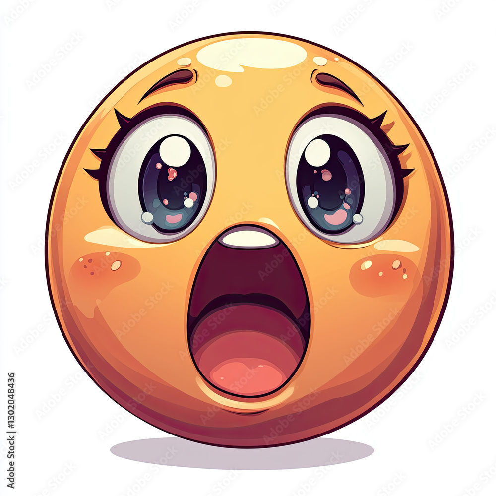 Fototapeta premium Shocked emoji with sparkling eyes and happy expression, colorful design