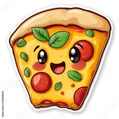 Adorable Pizza Slice Cartoon Illustration photo