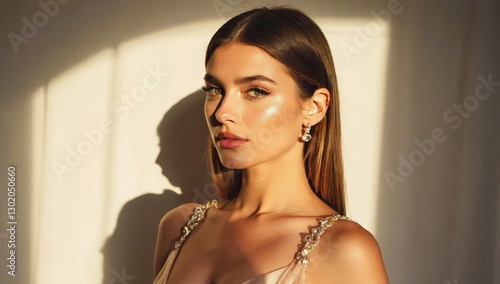 Wallpaper Mural Elegant Portrait of a Woman with Radiant Glow in Soft Natural Light Torontodigital.ca