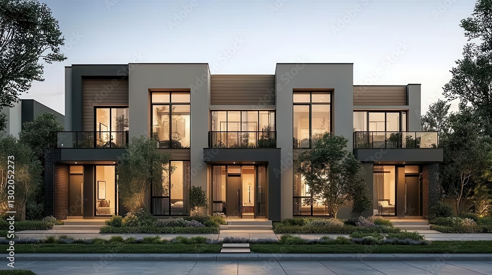 Fototapeta premium Investor exploring townhouse development opportunities, Real Estate TownhouseTownhome, strategic market expansion