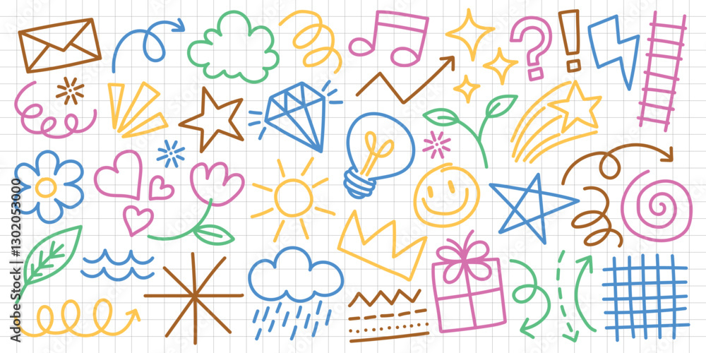 Hand drawn cute doodles icon element vector illustration Hand drawn cute doodles icon element vector illustration