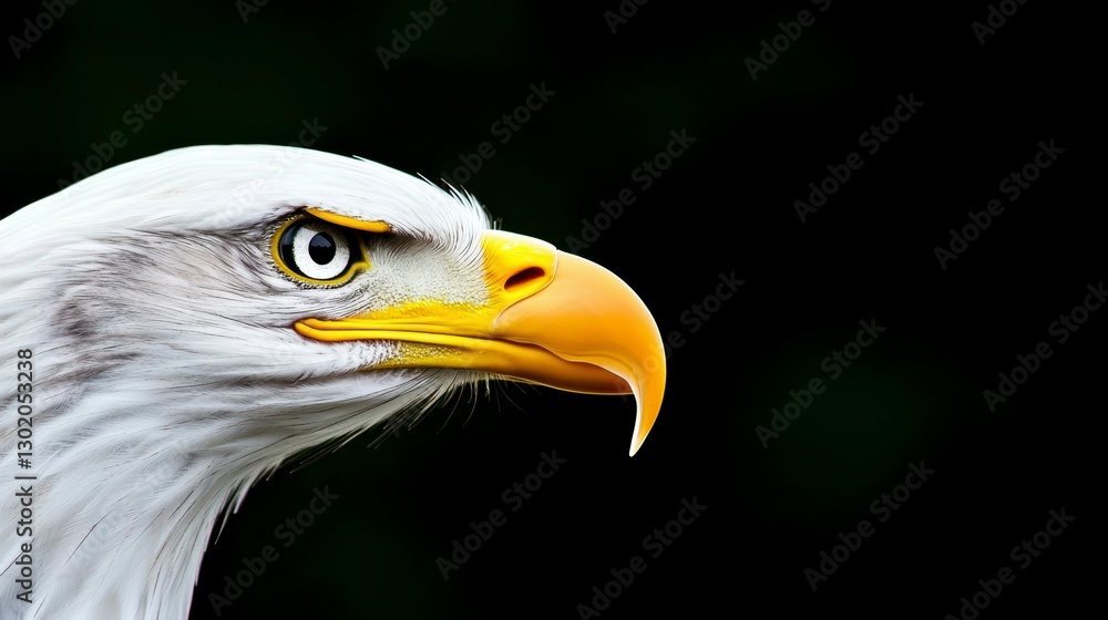 Profile of a Majestic Bald Eagle Against Dark Background Profile of a Majestic Bald Eagle Against Dark Background