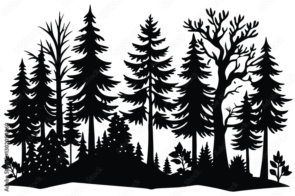 Obraz premium Tree and forest silhouettes Vector illustration