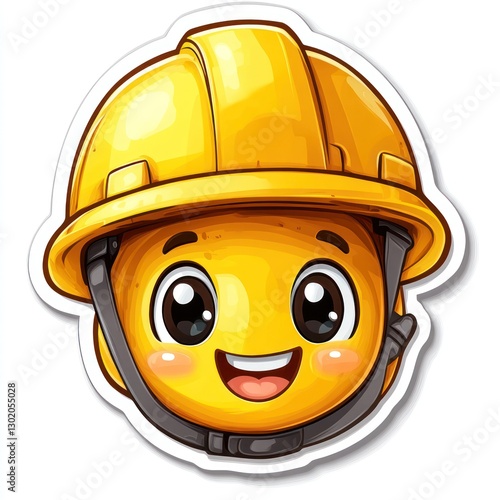 Adorable Smiley Construction Worker Emoji Sticker