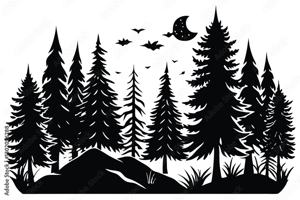 Obraz premium forest silhouette art
