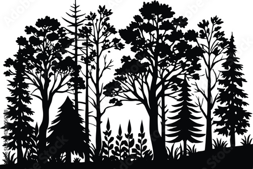 forest silhouette art