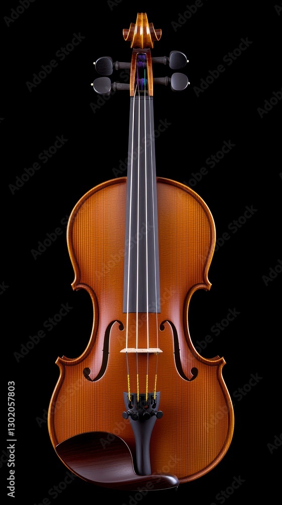 Fototapeta premium Polished Violin on Black Background Studio Shot