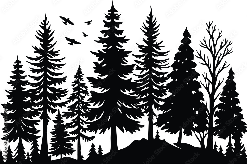 Obraz premium Forest black silhouette