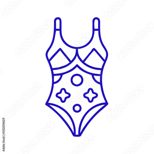 Swimsuit icon design with decorative patterns, blue outline, modern design