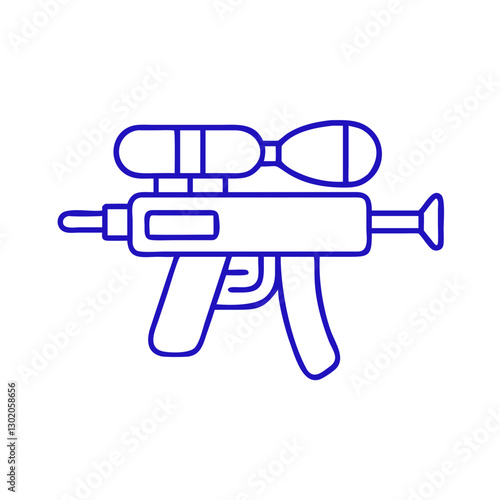 Paintball gun icon in blue outline, modern design