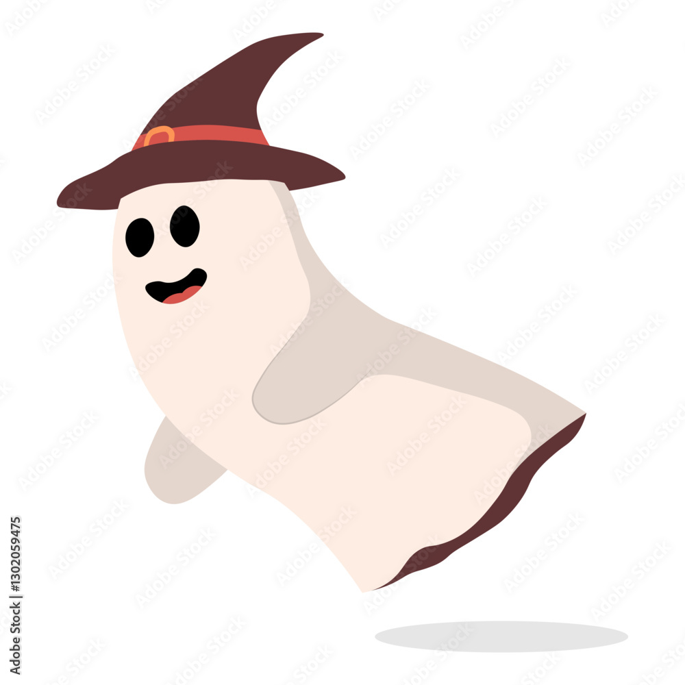 Cute Halloween Ghost in Flat Design. Vector Illustration Cute Halloween Ghost in Flat Design. Vector Illustration