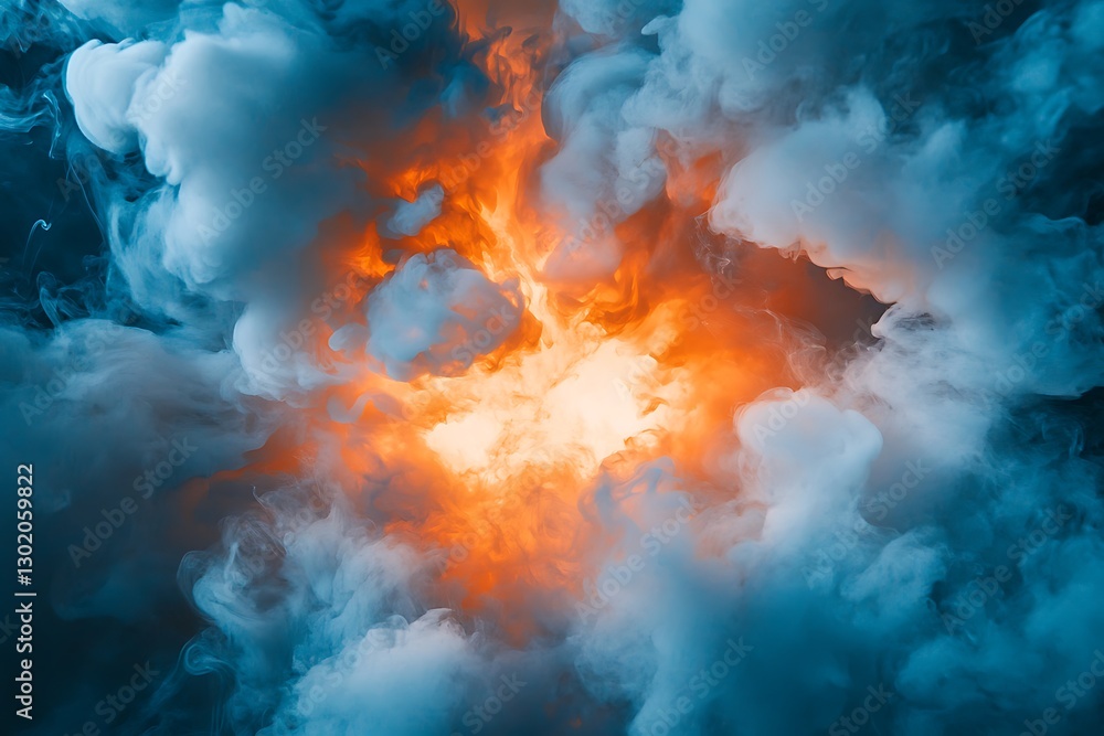 Fiery explosion of smoke on a black background. Abstract background. Fiery explosion of smoke on a black background. Abstract background.