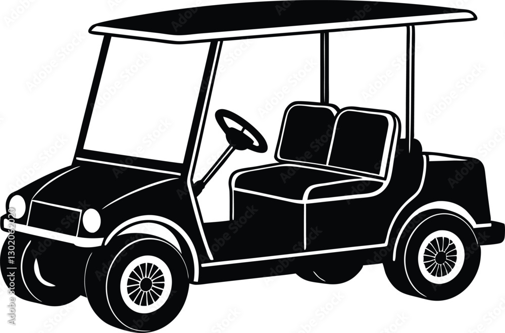 Fototapeta premium Golf Cart silhouette Club Car Golf Cart Silhouette vehicle Vector Illustration Hobby golf cart